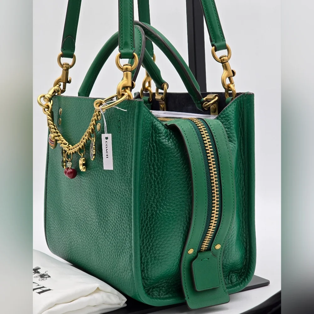Coach Rogue Satchel 25 In Glovetanned Pebble Leather, Shamrock- Includes Charm - Picture 2 of 16